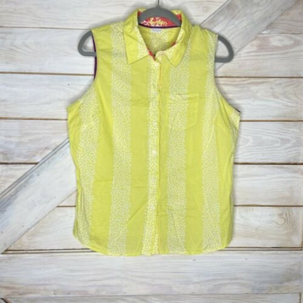 Boden Yellow sleeveless Top Blouse Polka dot